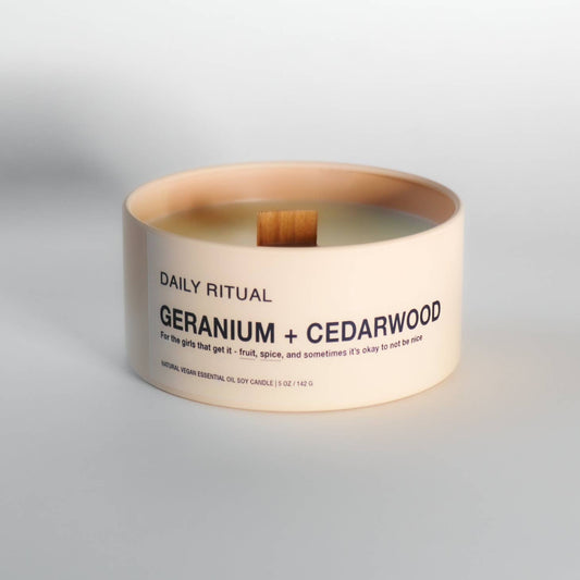 Daily Ritual Apothecary - Geranium + Cedarwood Soy Candle